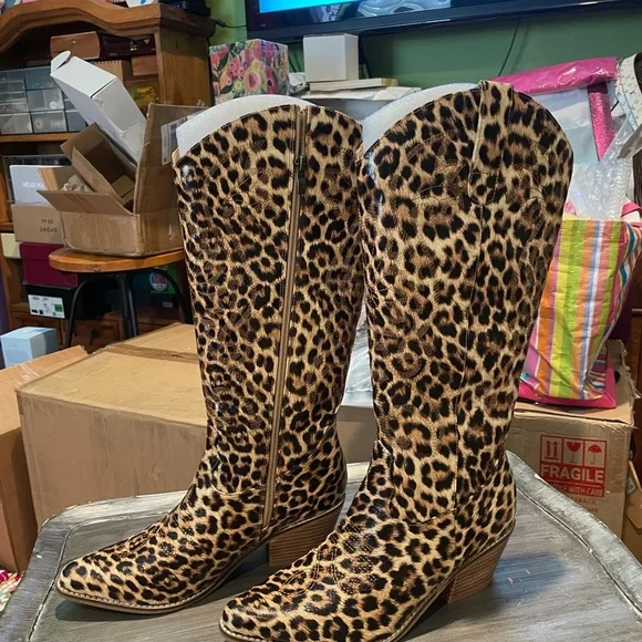 Corkys Leopard Print Over-the-Knee Boots - Brown/Tan - Picture 2 of 6